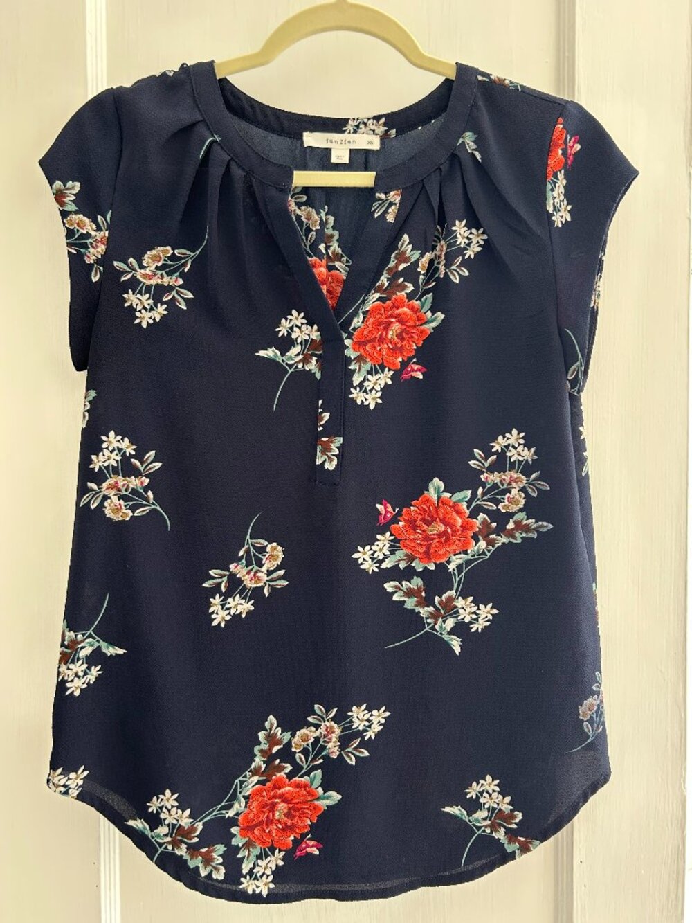 Fun2Fun (Stitchfix) Navy Floral Blouse